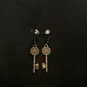 Vintage-Inspired Gold Key Earrings